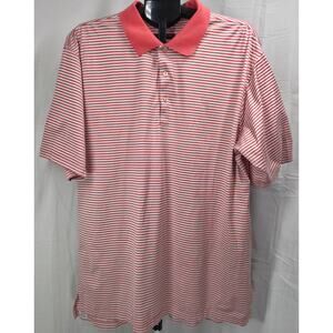 Peter Millar Men’s Striped Polo Shirt Coral blue XXL SS Golf Casual Cotton